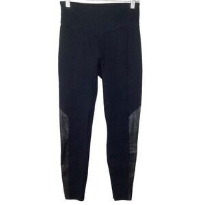 Spanx Leggings Size S Black‎ Faux Leather Leg Panels Slimming